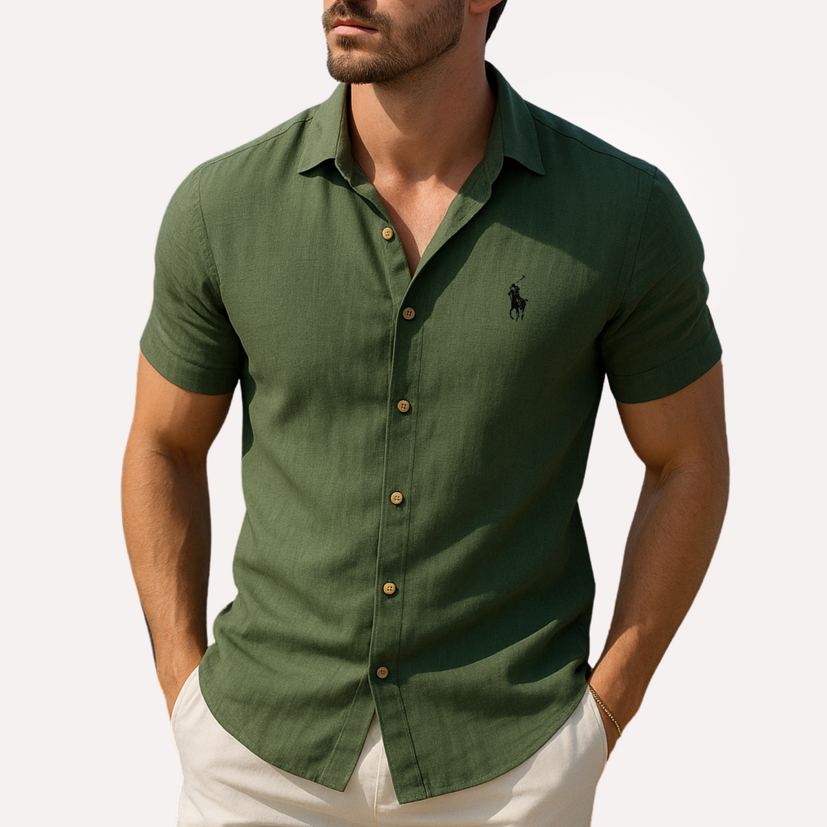 Camisa manga curta de linho puro - Ralph Lauren - Original